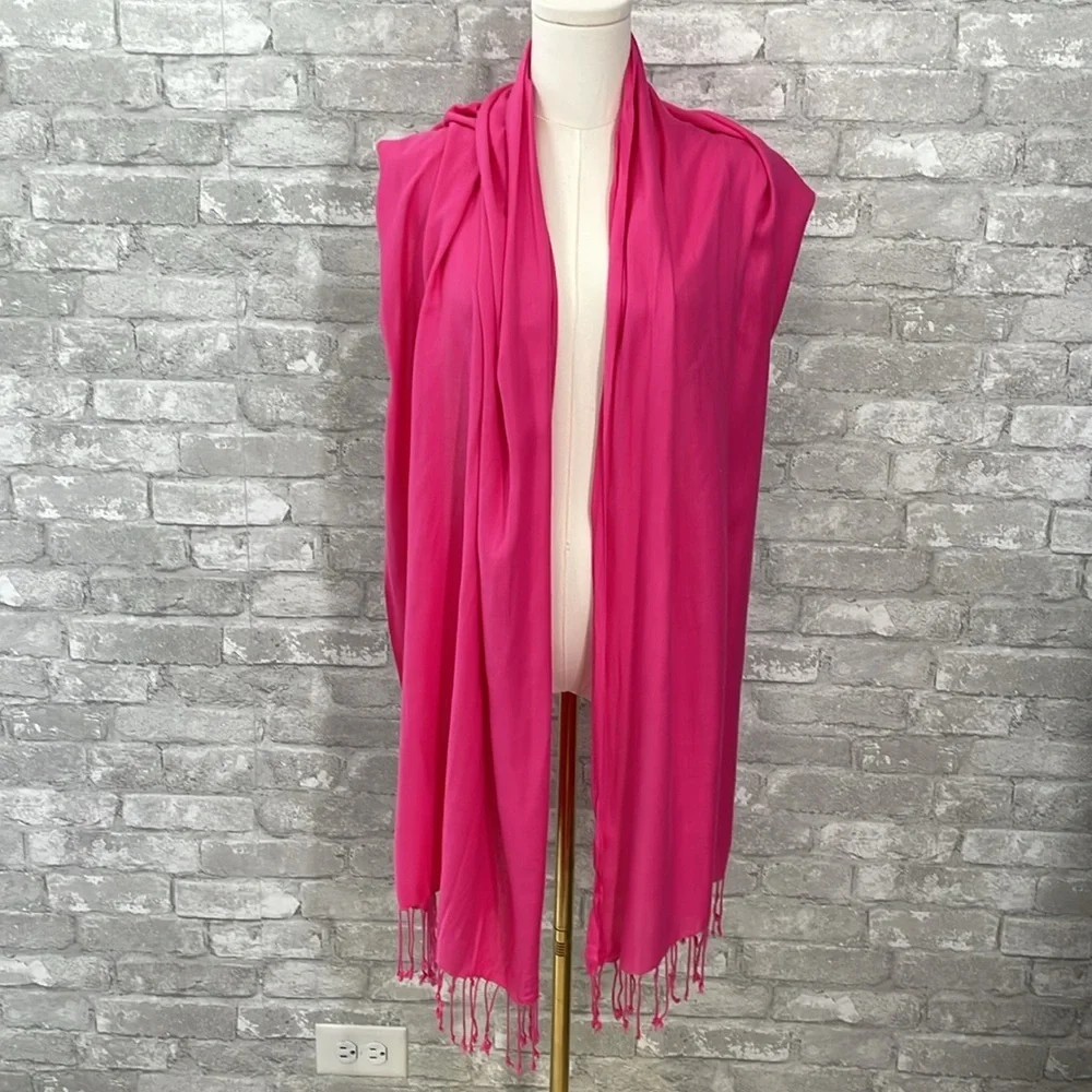 Elegant Fringe Pink Scarf
